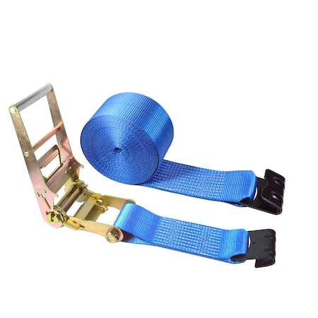 Tie 4 Safe 1 Pack Heavy Duty 4" x 30' Ratchet Tie Down Strap Flat Hook for Farm Trailer Truck Blue RT21R-1530-M12N-BU-1